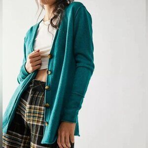 NWT Free People Wear It Well Cashmere Cardi - Lagoon XS 100% Cashmere